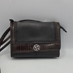 Brighton Black and Brown Leather Crossbody Bag